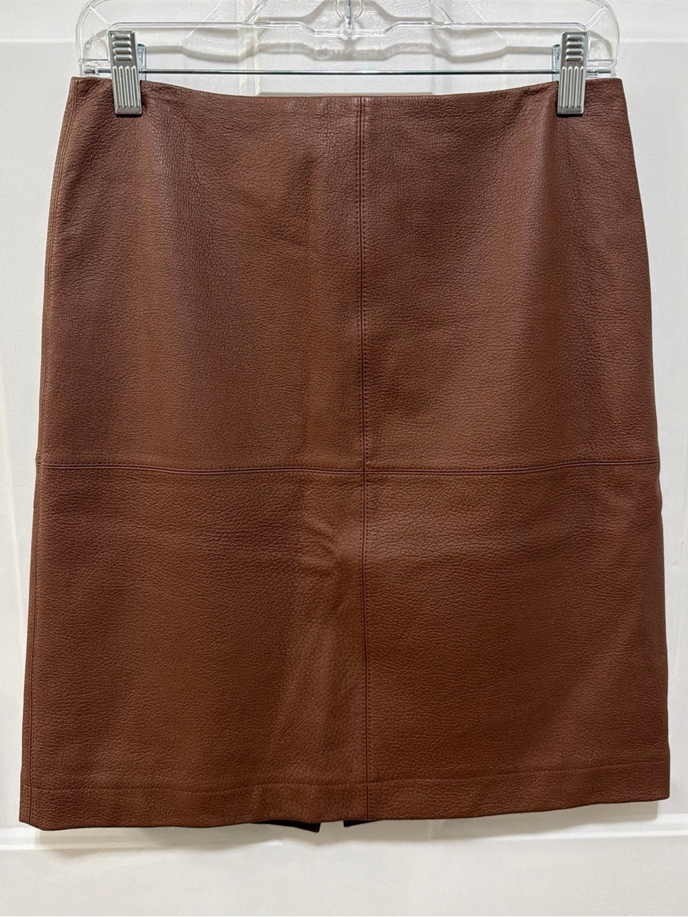 Lafayette 148 New York Chestnut Brown Leather Pencil Skirt